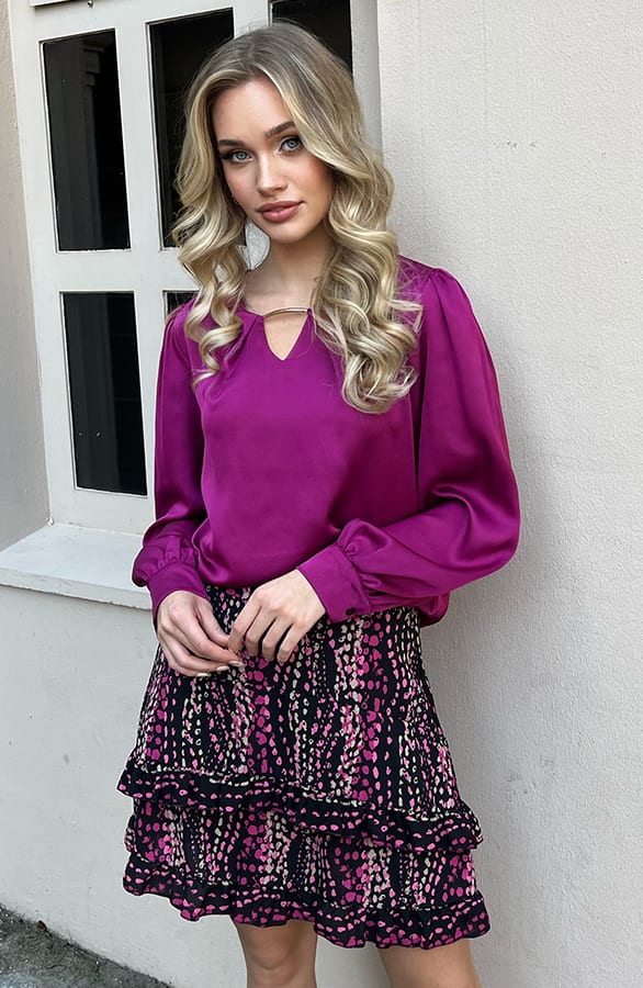 Luxury Silk Blouse Kelsy Magenta – shoparchief — foto 2