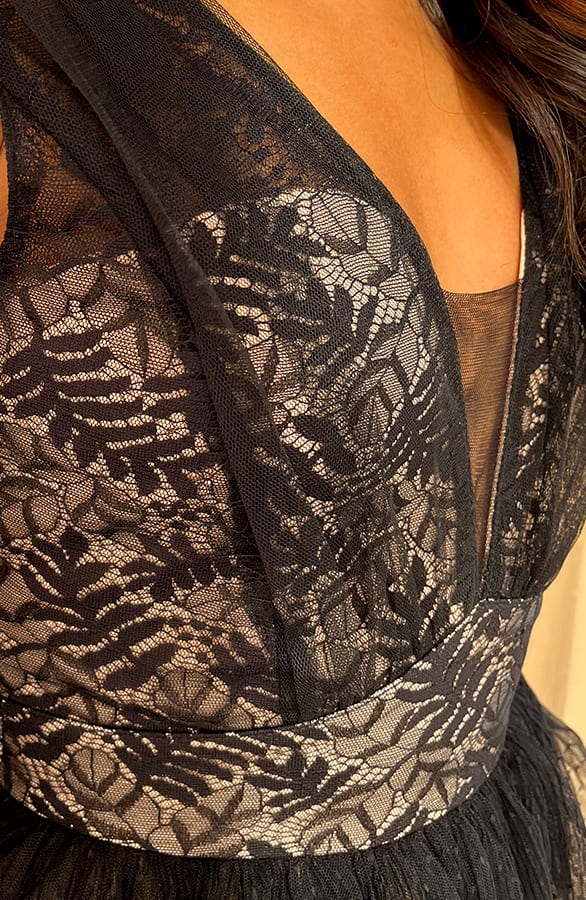 Luxury Tule Kanten Jurk Lylian Zwart – shoparchief — foto 5