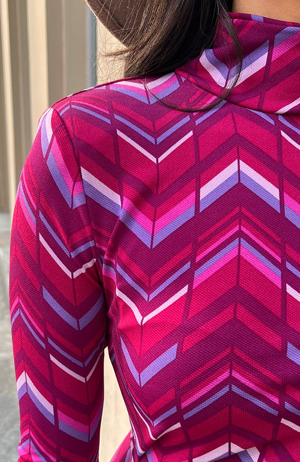 Midi Jurk Gedrapeerd Met Patroon Isalie Magenta – shoparchief — foto 6