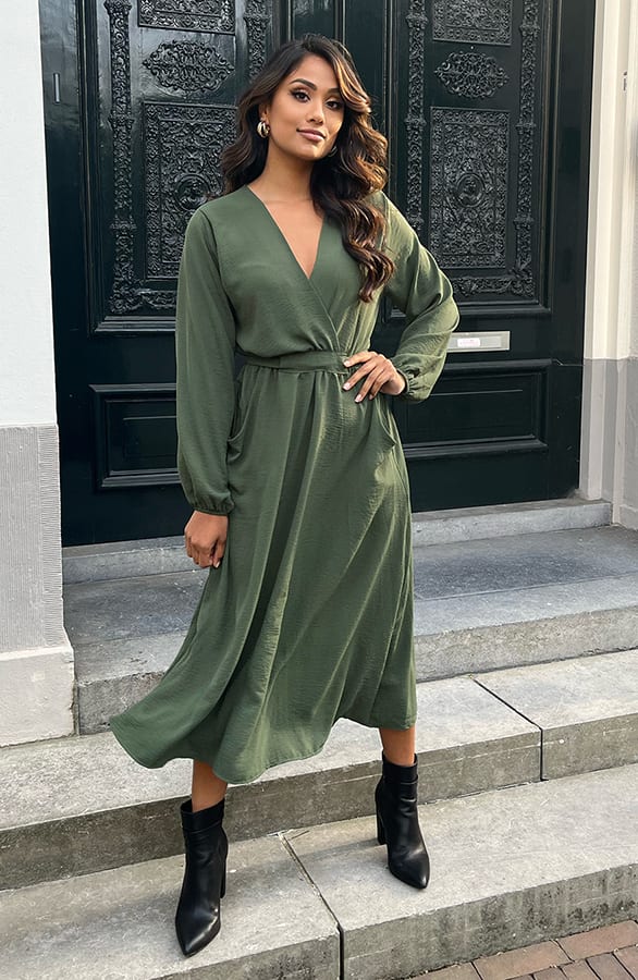 Midi Jurk Met Zakken Leah Army – shoparchief — foto 6