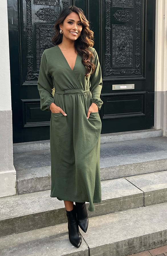Midi Jurk Met Zakken Leah Army – shoparchief — foto 7