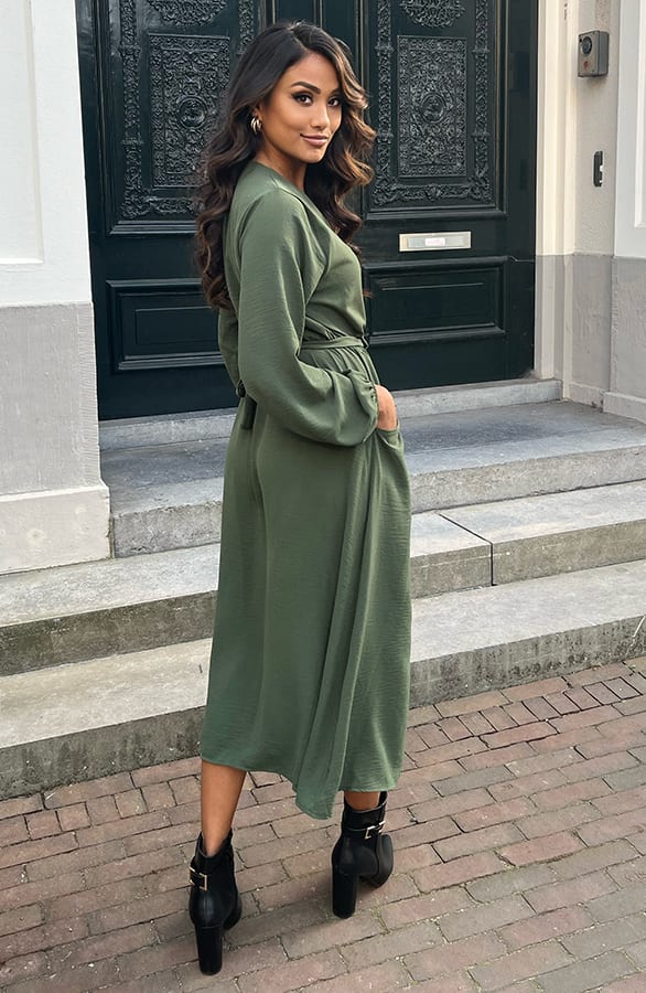 Midi Jurk Met Zakken Leah Army – shoparchief — foto 8