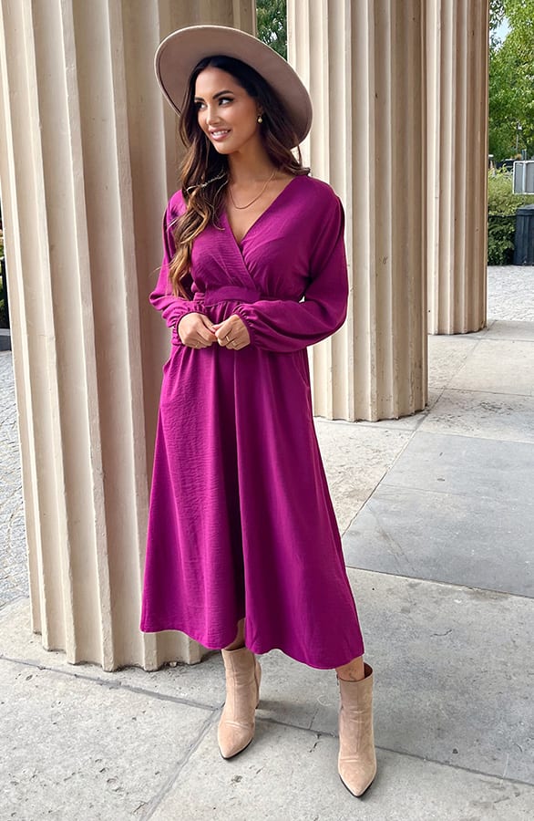Midi Jurk Met Zakken Leah Magenta – shoparchief — foto 2