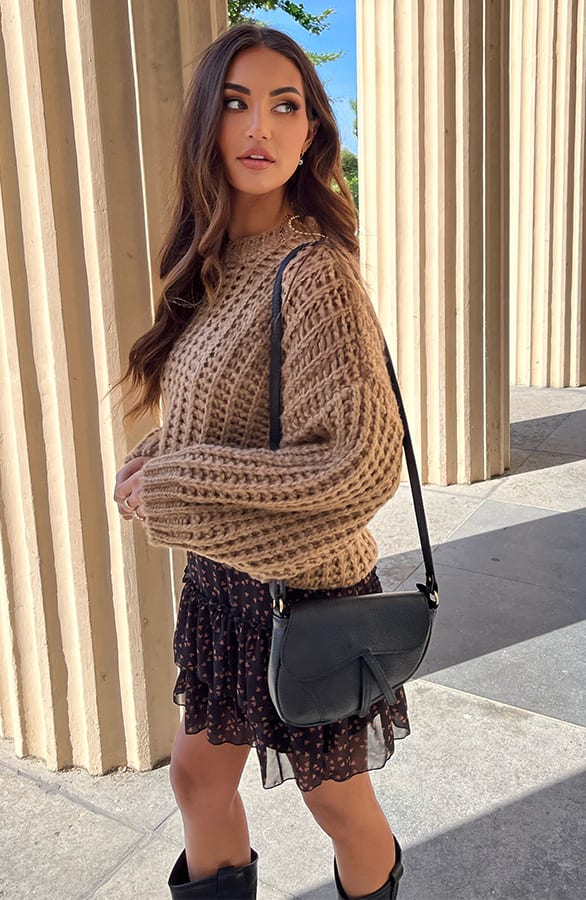 Oversized Gebreide Trui Jolene Camel – shoparchief — foto 3