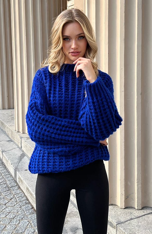 Oversized Gebreide Trui Jolene Kobalt – shoparchief — foto 3