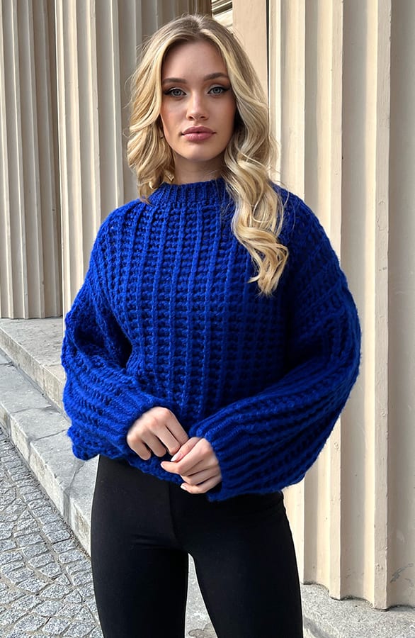 Oversized Gebreide Trui Jolene Kobalt – shoparchief
