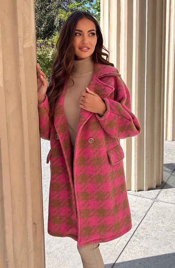 Oversized Jas Geblokt Rosa Roze – shoparchief — foto 2
