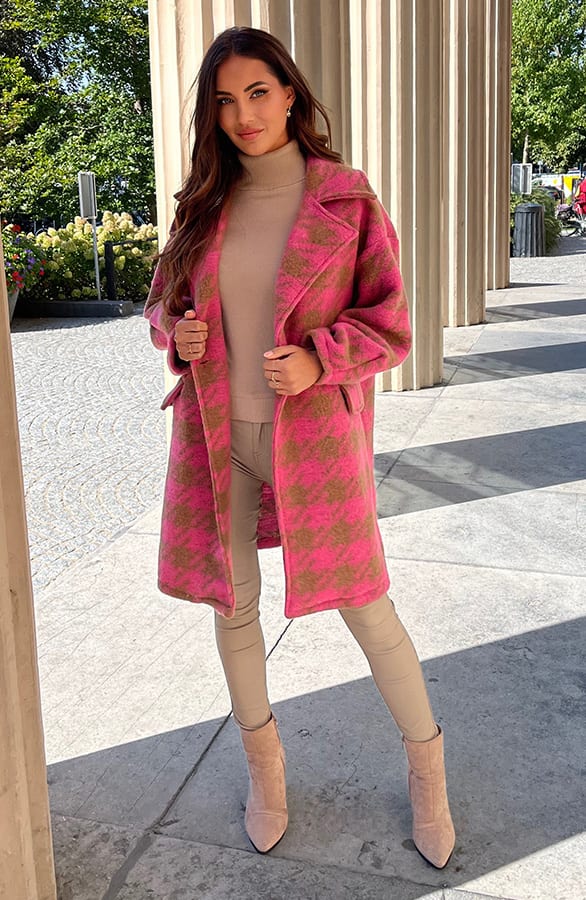 Oversized Jas Geblokt Rosa Roze – shoparchief — foto 6