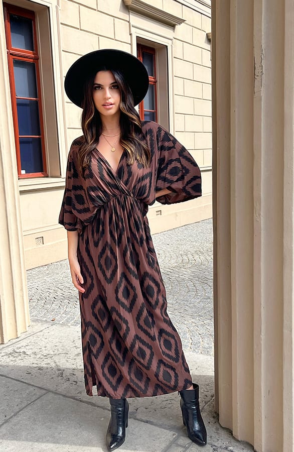 Oversized Jurk Met Print Dyane Choco – shoparchief