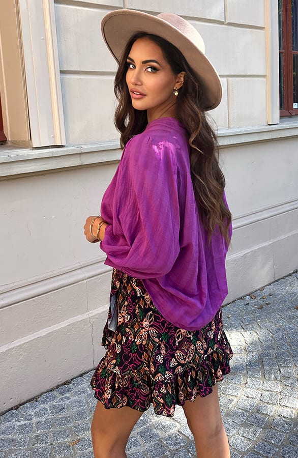 Oversized Katoenen Blouse Celina Magenta – shoparchief — foto 3
