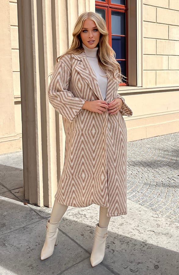 Oversized Print Jas Rosa Beige – shoparchief