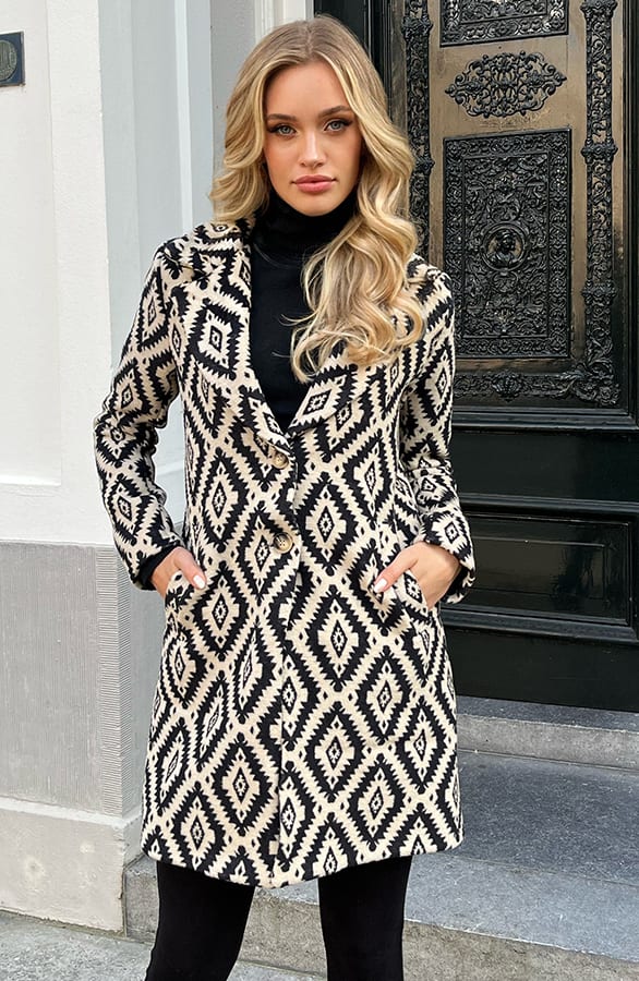 Print Trenchcoat Lucinde Zwart Wit – shoparchief — foto 2