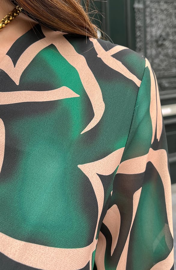 Print V-hals Jurk Lauren Smaragd Goud – shoparchief — foto 6