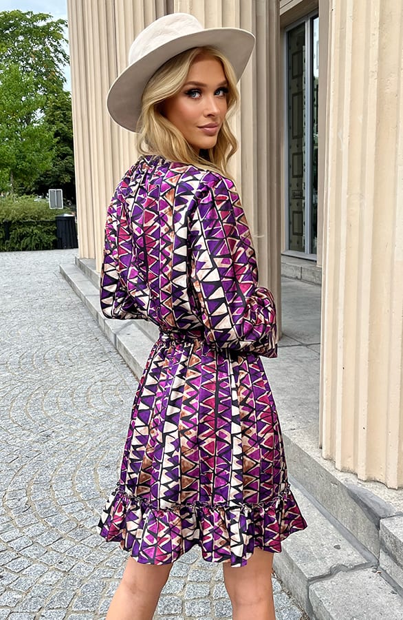 Retro Print Jurk Esmae Paars – shoparchief — foto 3