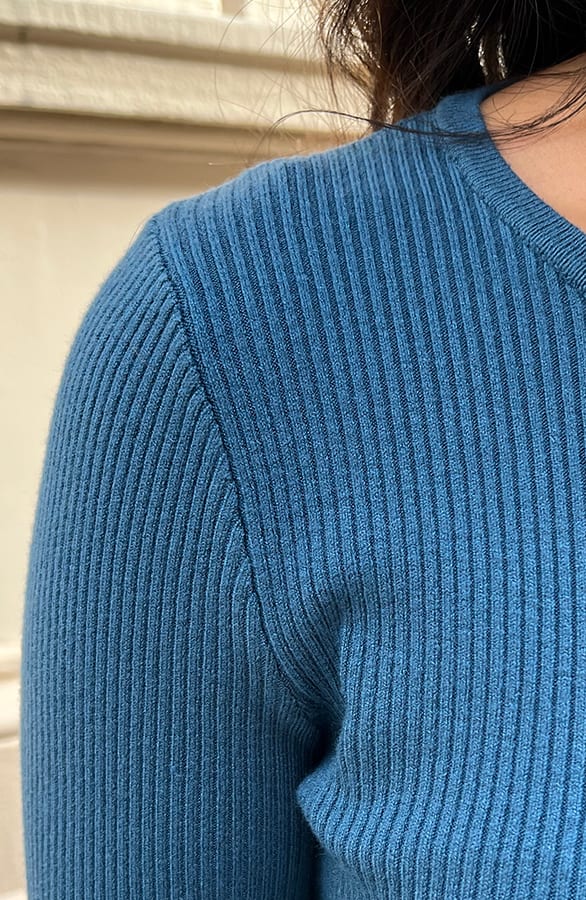 Ribstof Jurk Met Ronde Hals Serena Jeansblauw – shoparchief — foto 5