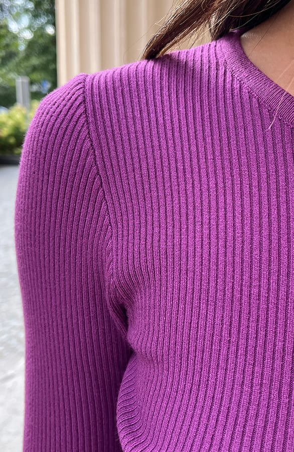 Ribstof Jurk Met Ronde Hals Serena Magenta – shoparchief — foto 6