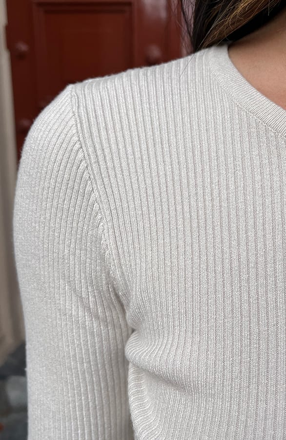 Ribstof Jurk Met Ronde Hals Serena Offwhite – shoparchief — foto 5
