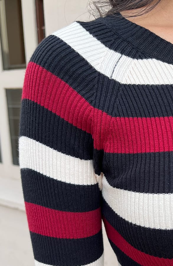 Ribstof Strepen Jurk Hilde Bordeaux – shoparchief — foto 6