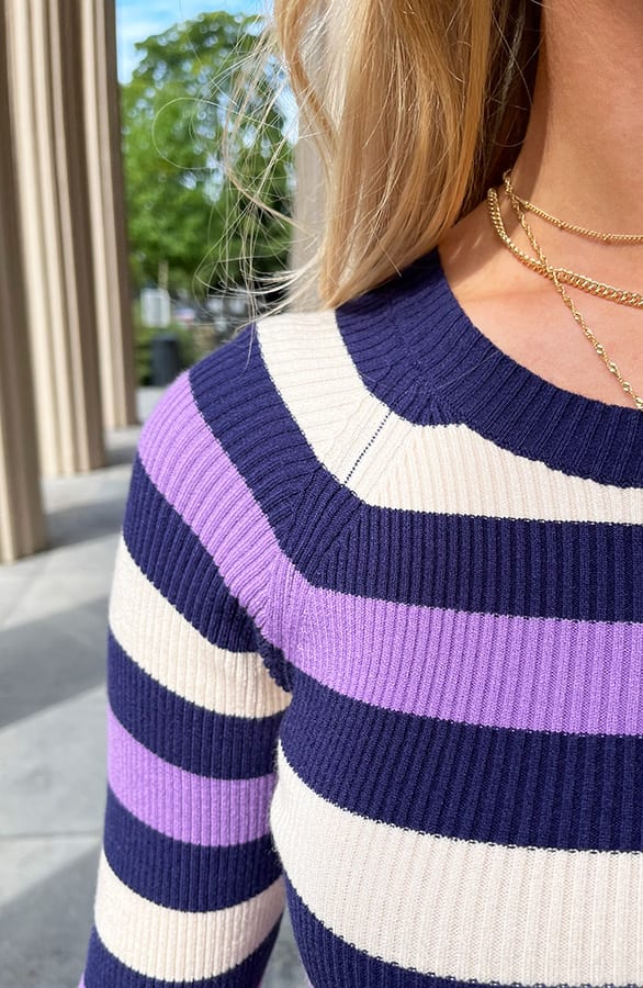 Ribstof Strepen Jurk Hilde Paars – shoparchief — foto 8