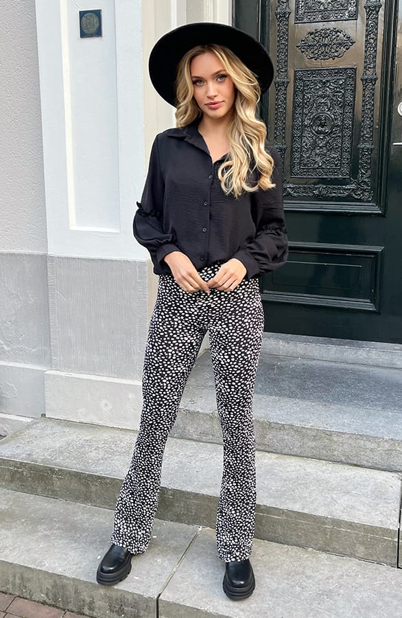 Janine Flared Broek Cheetah Zwart Wit – shoparchief — foto 8