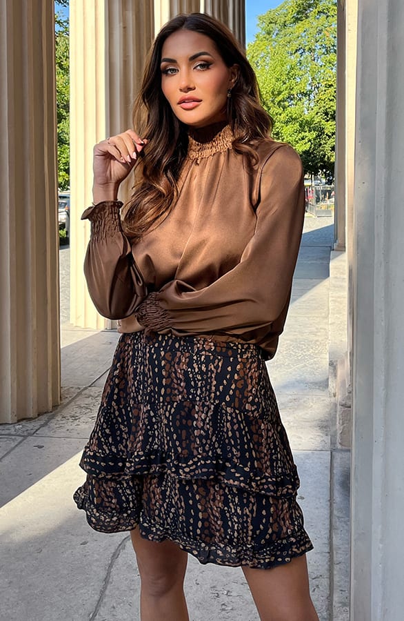 Silk Col Blouse Tania Choco – shoparchief — foto 2