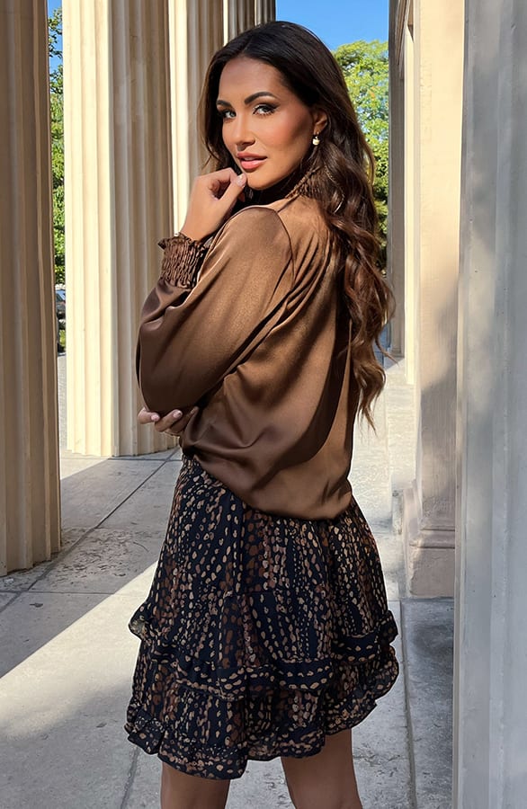 Laagjes Rok Met Print Chelsey Bruin – shoparchief — foto 10