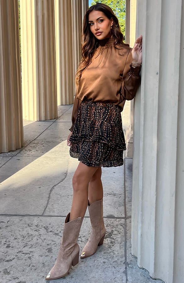 Silk Col Blouse Tania Choco – shoparchief — foto 6