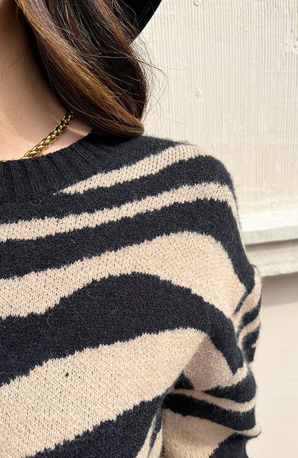 Soft Zebraprint Sweater Evelyn Camel – shoparchief — foto 6