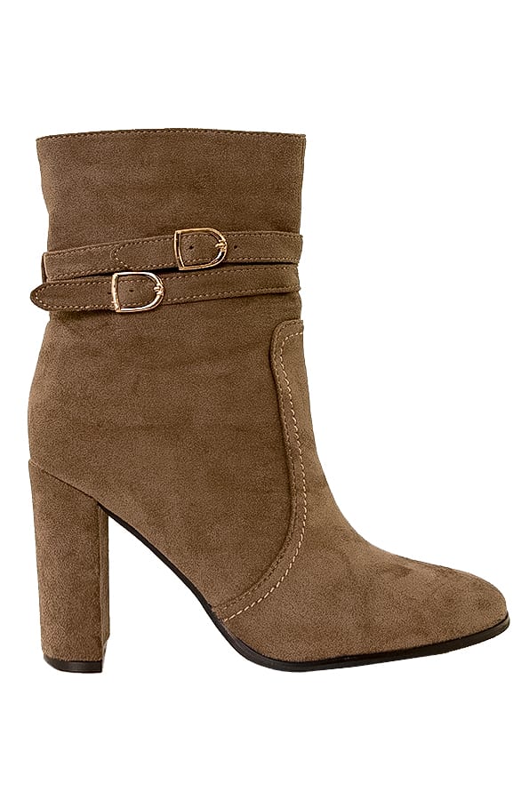 Suede Enkellaarsjes Becky Taupe – shoparchief