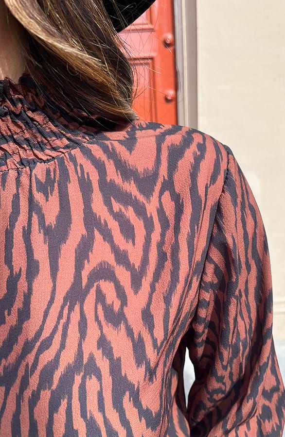 Zebra Blouse Met Col Janee Bruin – shoparchief — foto 6