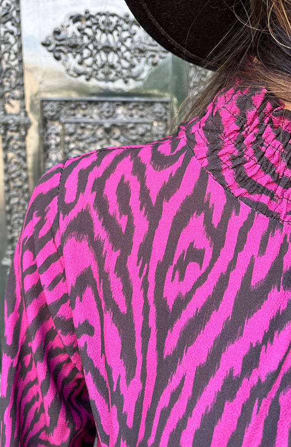 Zebra Blouse Met Col Janee Magenta – shoparchief — foto 7