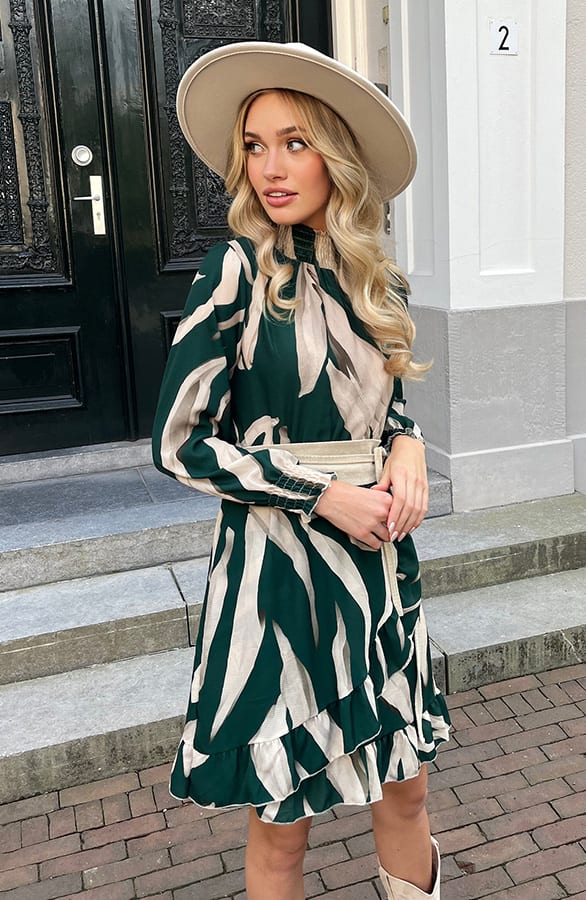 Zebra Print Col Jurk Roxy Smaragd – shoparchief — foto 3