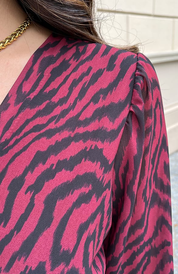 Zebra Strik Jurk Vivian Bordeaux – shoparchief — foto 6