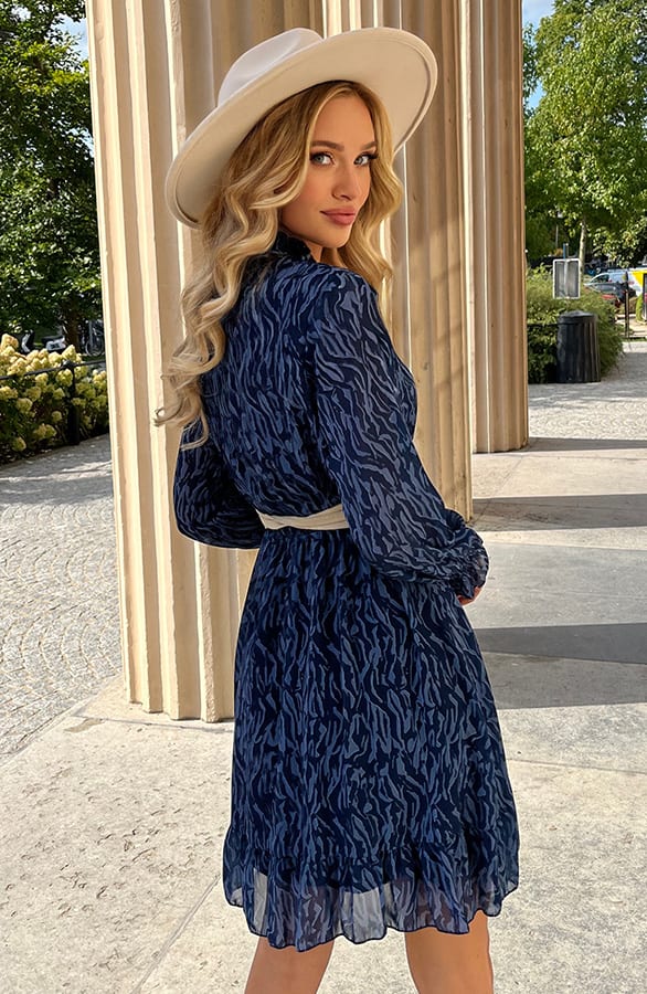 Zebraprint Col Jurk Dalina Blauw – shoparchief — foto 5