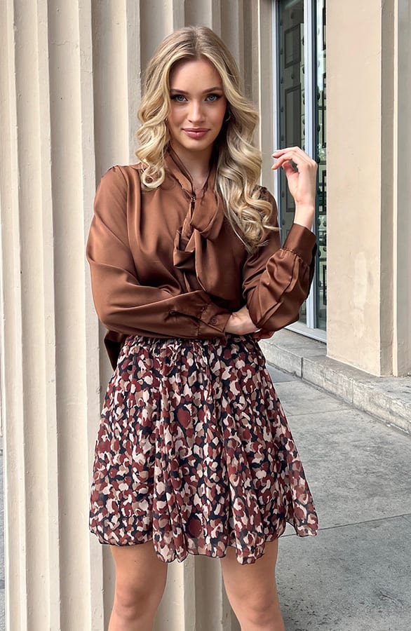 Zijden Strik Blouse Sofie Choco – shoparchief — foto 4