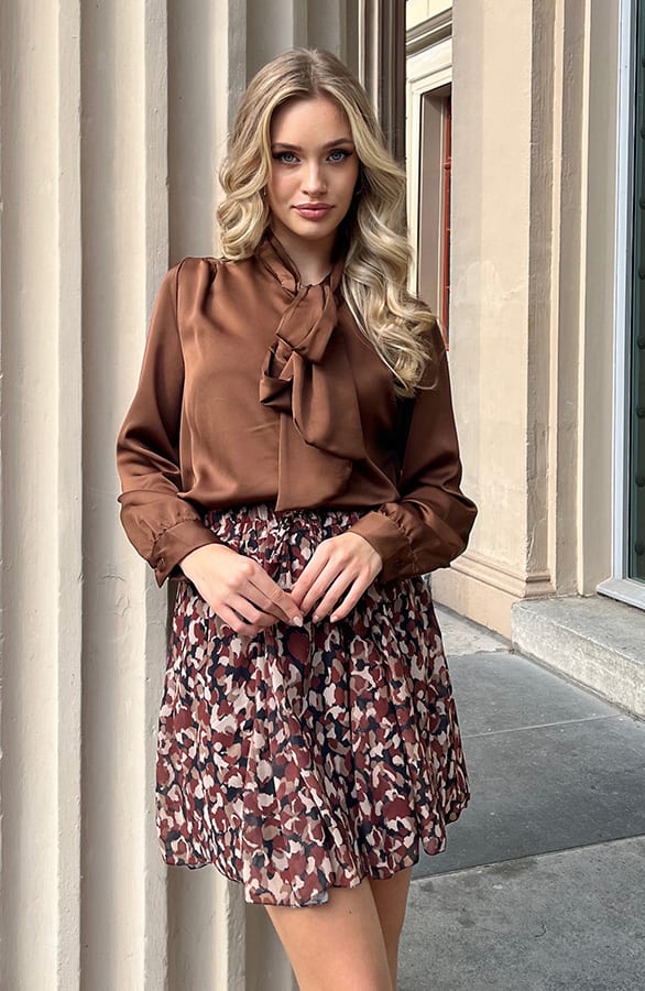 Zijden Strik Blouse Sofie Choco – shoparchief — foto 2