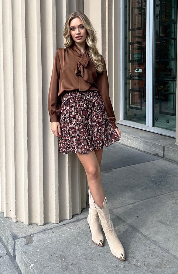Zijden Strik Blouse Sofie Choco – shoparchief — foto 8