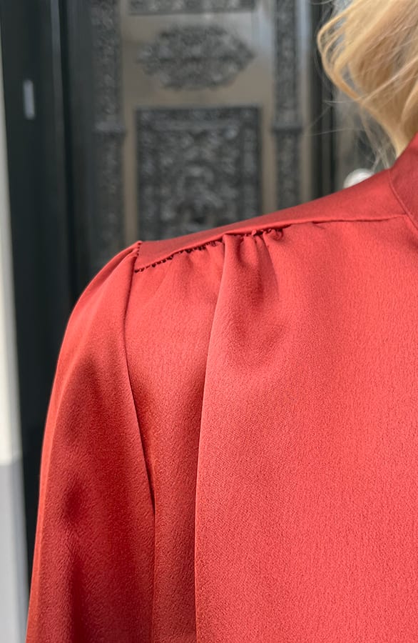 Zijden Strik Blouse Sofie Terracotta – shoparchief — foto 5