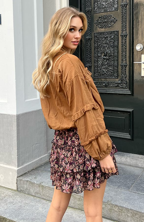 Bohemian Ruffle Blouse Gabriella Cognac – shoparchief — foto 4