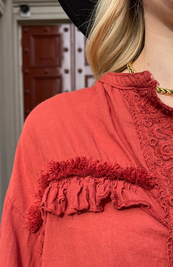 Bohemian Ruffle Blouse Gabriella Terracotta – shoparchief — foto 6