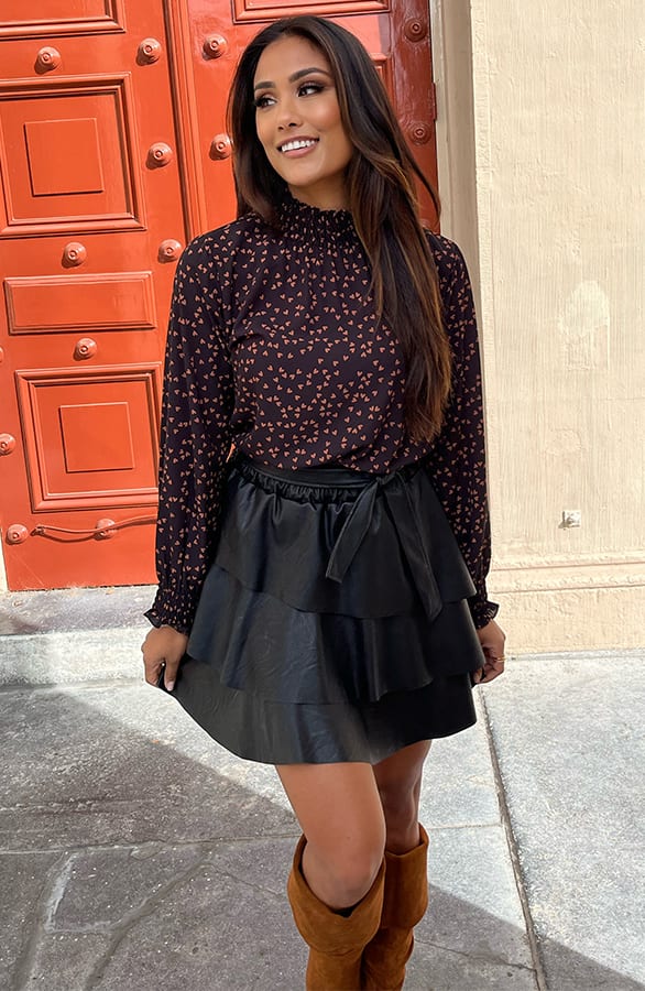 Col Blouse Hartjes Philley Zwart Cognac – shoparchief — foto 2