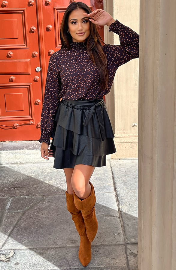 Col Blouse Hartjes Philley Zwart Cognac – shoparchief — foto 5