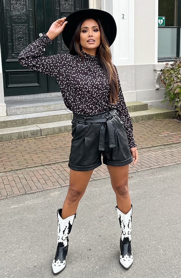 Col Blouse Hartjes Philley Zwart Wit – shoparchief — foto 5