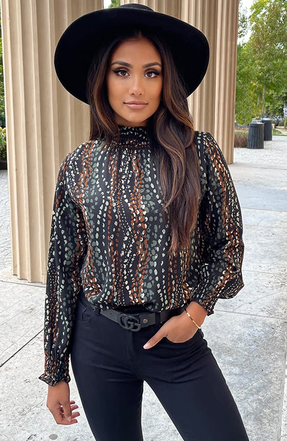 Col Blouse Met Print Philley Army – shoparchief