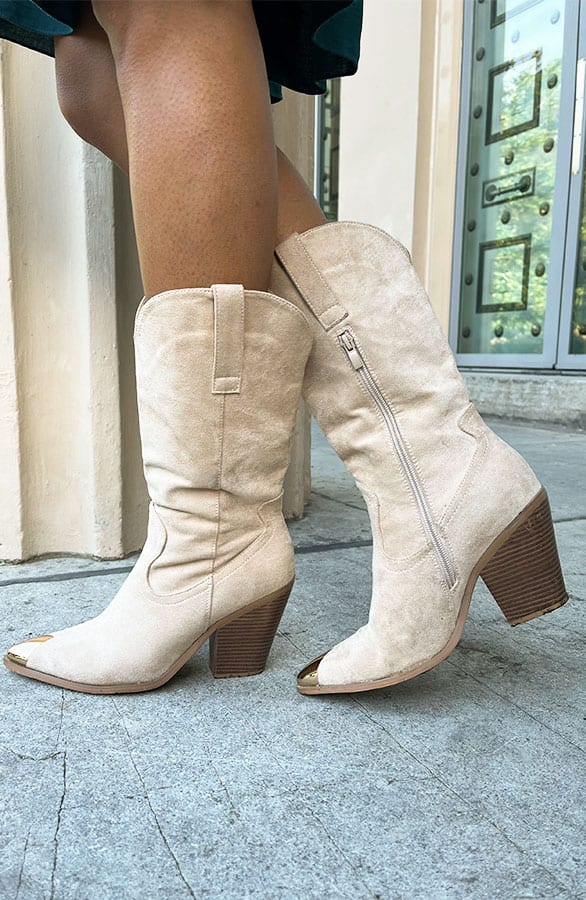Cowboylaarzen Met Blokhak Lise Beige – shoparchief — foto 2
