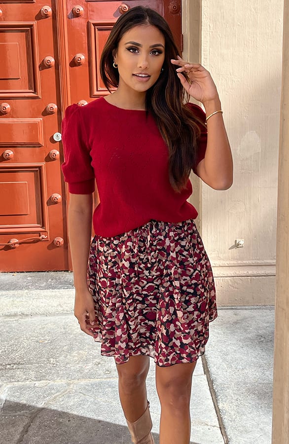 Zachtgebreide Hartjes Top Yaela Bordeaux – shoparchief — foto 3