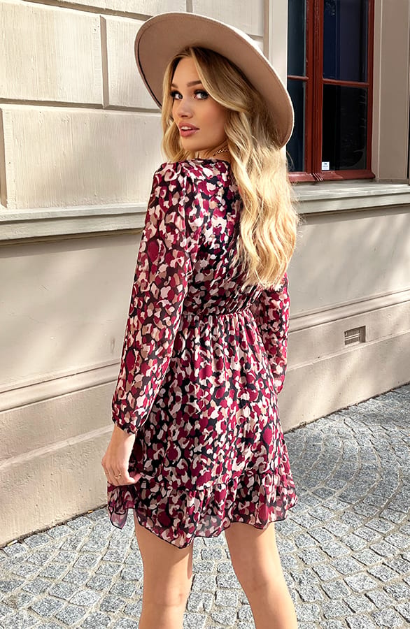 Dots Strik Jurk Vivian Bordeaux – shoparchief — foto 6