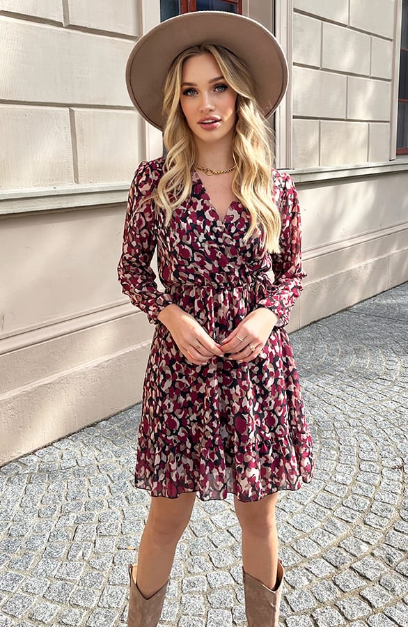 Dots Strik Jurk Vivian Bordeaux – shoparchief — foto 2