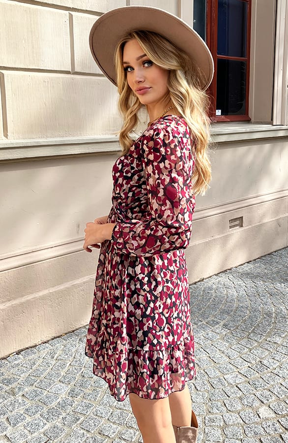 Dots Strik Jurk Vivian Bordeaux – shoparchief — foto 5