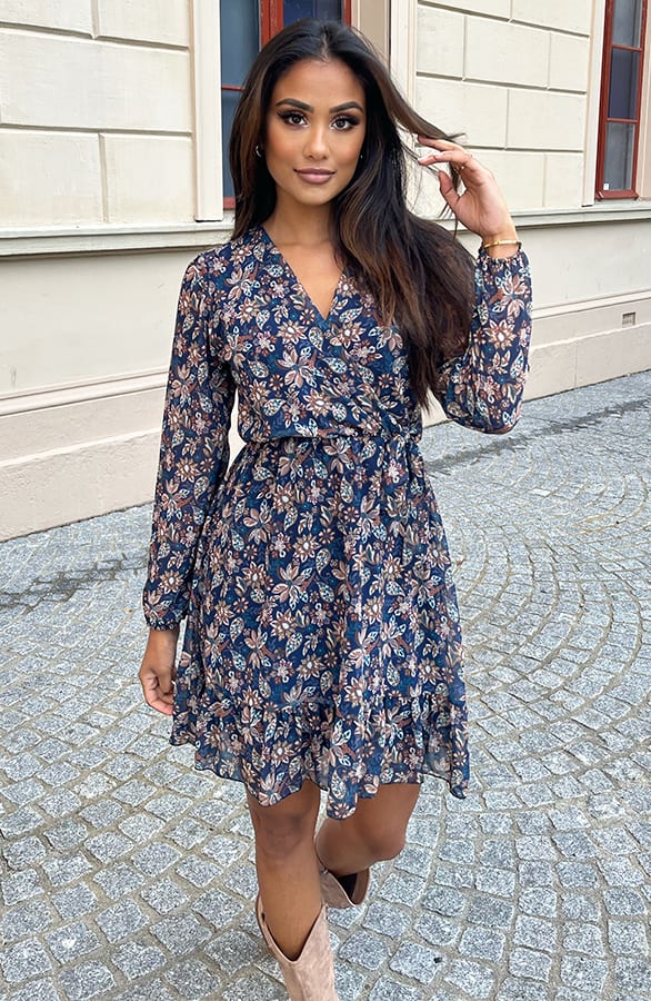 Flower Strik Jurk Vivian Blauw – shoparchief